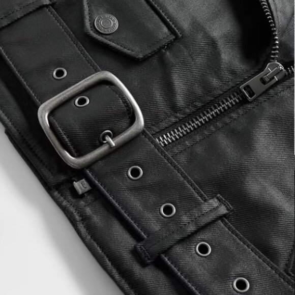 GapStudio Coated Denim Crop Moto Jacket - Picture 7 of 8